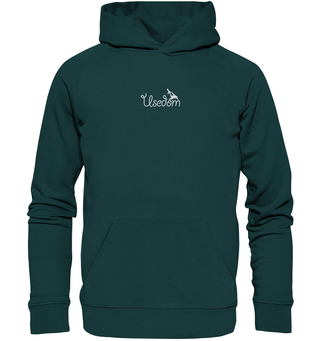 Usedom Hoodie – Weißer Stick vorn