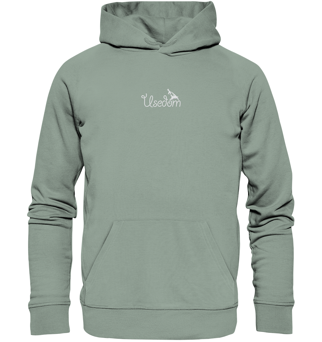 Usedom Hoodie – Weißer Stick vorn