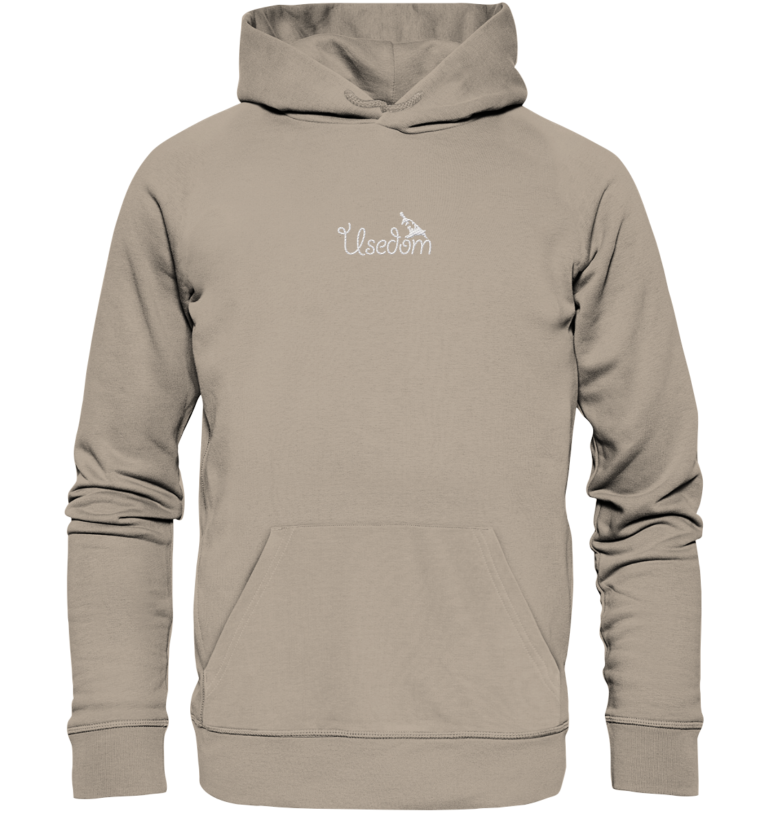 Usedom Hoodie – Weißer Stick vorn