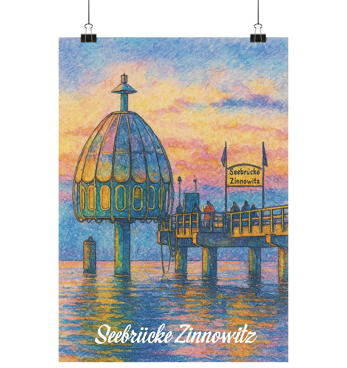 Seebrücke Zinnowitz - Poster - Poster Din A4 (hoch)